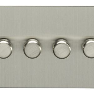 Eurolite EFSSS4D400 4-Gang 400W Push On/Off 2-Way Dimmer Switch Enhance Flat Satin Stainless Steel Plate Matching Knobs