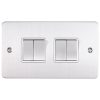 Eurolite Efsss4Swssw 4 Gang 10Amp 2Way Switch Enhance Flat Satin Stainless Steel Plate Matching Rockers White Trim