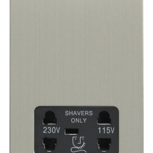 Eurolite Efsssshsb Dual Voltage Shaver Socket Enhance Flat Satin Stainless Steel Plate Black Interior