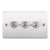 Eurolite Efssst3Sw 3 Gang Toggle Switch 3X10Amp 2Way Enhance Flat Satin Stainless Steel Plate