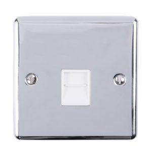 Eurolite En1Slpcw 1 Gang Slave Telephone Socket Polished Chrome Enhance Range White Trim