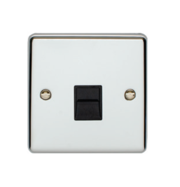 Eurolite En1Slpcg 1 Gang Slave Telephone Socket Polished Chrome Enhance Range Grey Trim