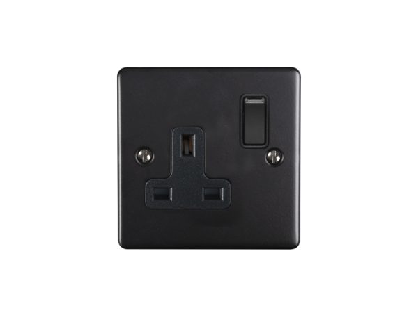 Eurolite En1Sombb 1 Gang 13Amp Dp Switched Socket Matt Black Enhance Range Black Trim