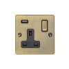 Eurolite En1Usbabb 1 Gang 13Amp Switched Socket With 2.1 Amp Usb Outlet Antiqueenhance Range Black Trim