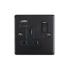 Eurolite En1Usbmbb 1 Gang 13Amp Switched Socket With 2.1 Amp Usb Outlet Matt Black Enhance Range Black Trim