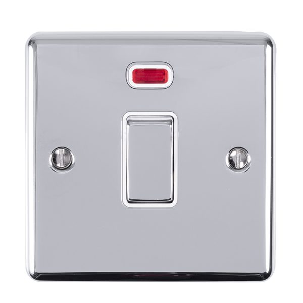 Eurolite En20Aswnpcw 1 Gang 20Amp Dp Switch With Neon Polished Chrome Enhance Range White Trim