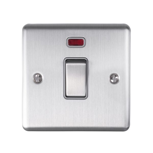 Eurolite En20Aswnssg 1 Gang 20Amp Dp Switch With Neon Satin Enhance Range Grey Trim