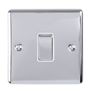 Eurolite En20Aswpcw 1 Gang 20Amp Dp Switch Polished Chrome Enhance Range White Trim