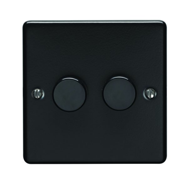 Eurolite En2Dledmbb 2 Gang 400W/Led 2Way Dimmer Switch Matt Black Enhance Range