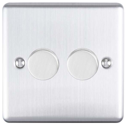 Eurolite En2Dledss 2 Gang 400W/Led 2Way Dimmer Switch Satin Enhance Range