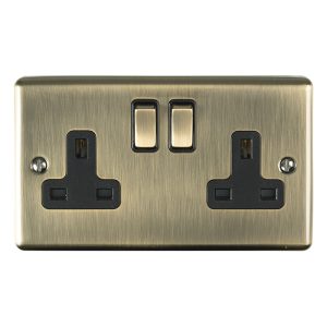 Eurolite En2Soabb 2 Gang 13Amp Dp Switched Socket Antiqueenhance Range Black Trim