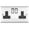 Eurolite En2Sossb 2 Gang 13Amp Dp Switched Socket Satin Enhance Range Black Trim