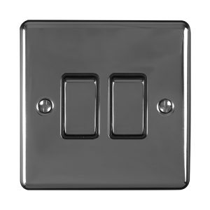 Eurolite EN2SWMBB 2 Gang 10Amp 2-Way Switch Matt Black Enhance Range Black Trim