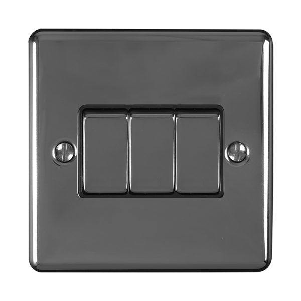 Eurolite EN3SWBNB 3 Gang 10Amp 2-Way Switch Black Nickel Enhance Range Black Trim