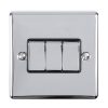 Eurolite En3Swpcb 3 Gang 10Amp 2Way Switch Polished Chrome Enhance Range Black Trim