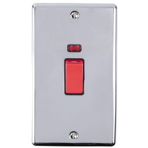 Eurolite En45Aswnpcb 45Amp Dp Switch With Neon Vertical Polished Chrome Enhance Range Black Trim