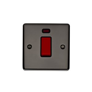 Eurolite En45Aswnsbnb 1 Gang 45Amp Dp Switch With Neon Black Nickel Enhance Range Black Trim