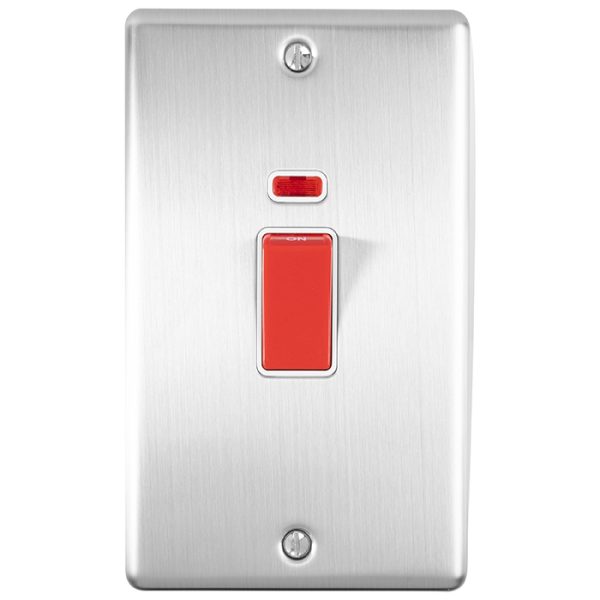 Eurolite En45Aswnssw 45Amp Dp Switch With Neon Vertical Satin Enhance Range White Trim