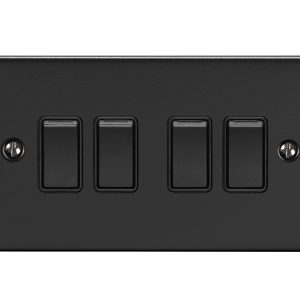 Eurolite En4Swmbb 4 Gang 10Amp 2Way Switch Matt Black Enhance Range Black Trim