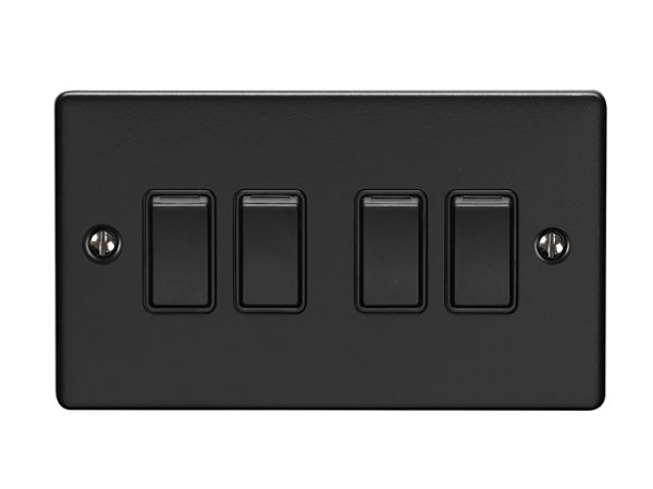 Eurolite En4Swmbb 4 Gang 10Amp 2Way Switch Matt Black Enhance Range Black Trim