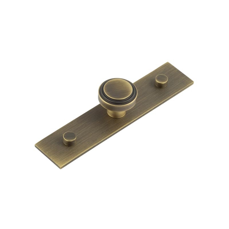 Cropley Cupboard Knobs 30mm Plain Backplate Antique Brass