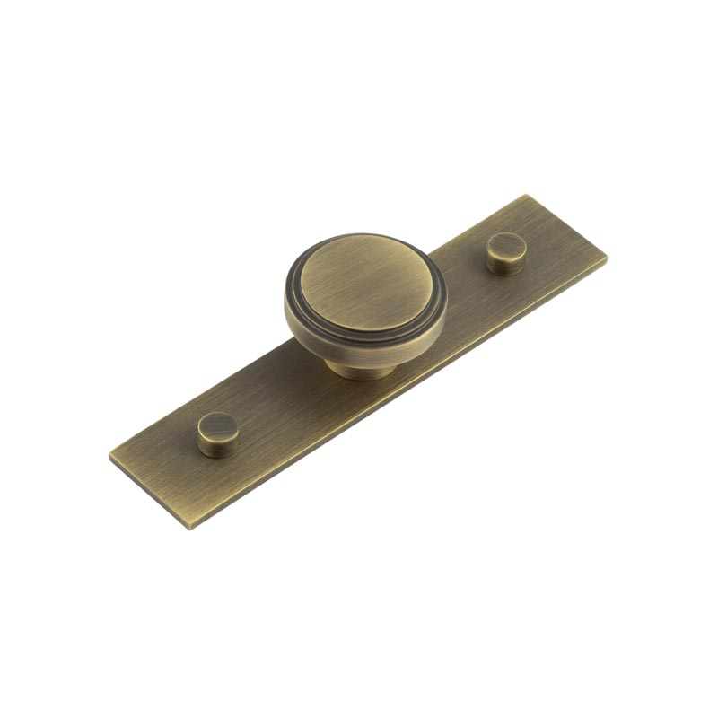 Cropley Cupboard Knobs 40mm Plain Backplate Antique Brass