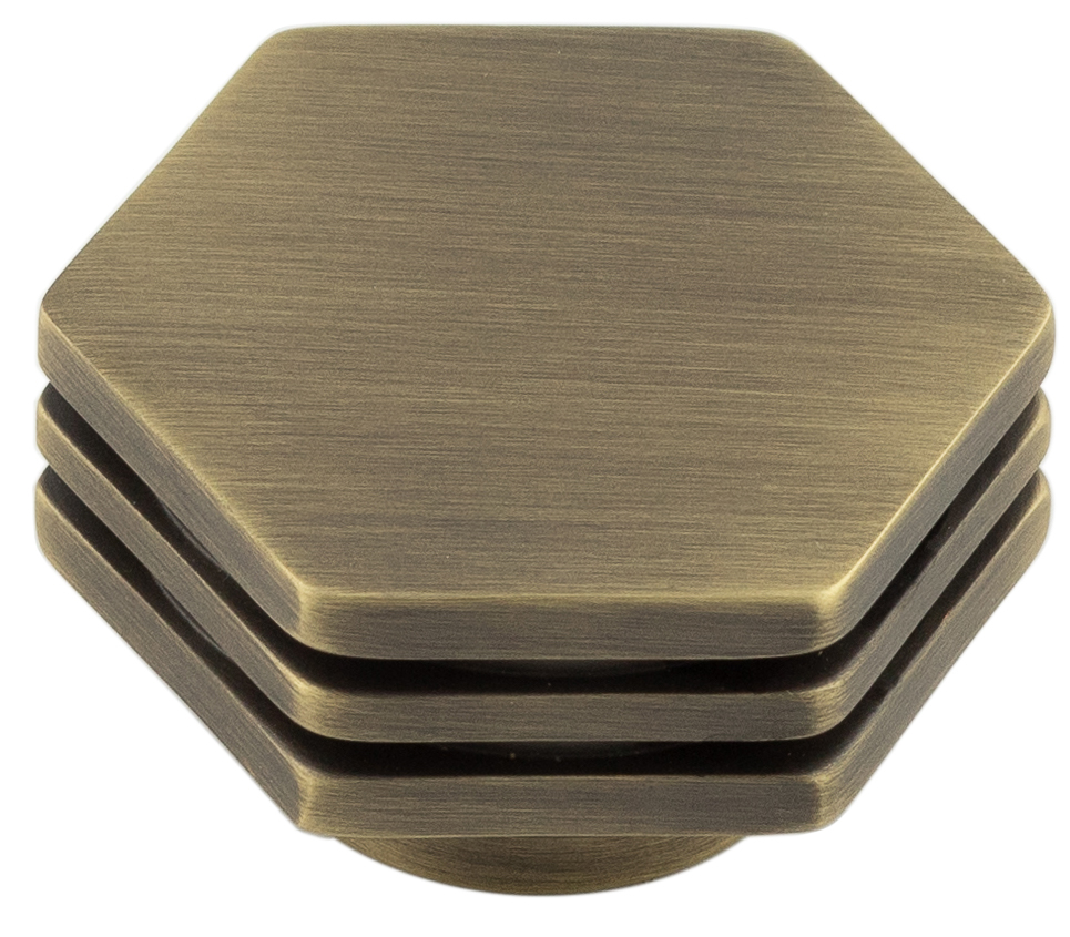 Nile AB 40mm Hex Cupboard Knob With Step Detail