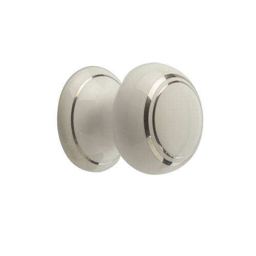 Frelan 38mm White Silverline Cupboard Knob JC34 Porcelain