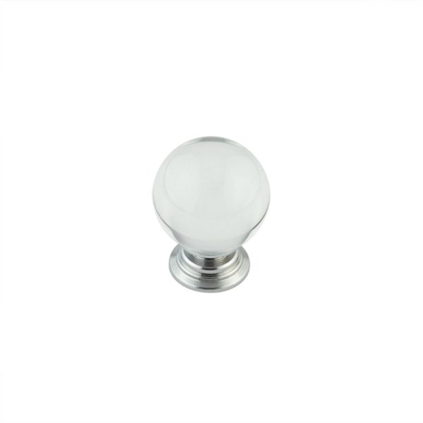 25mm Polished Chrome Clear Glass Ball Cupboard Knob