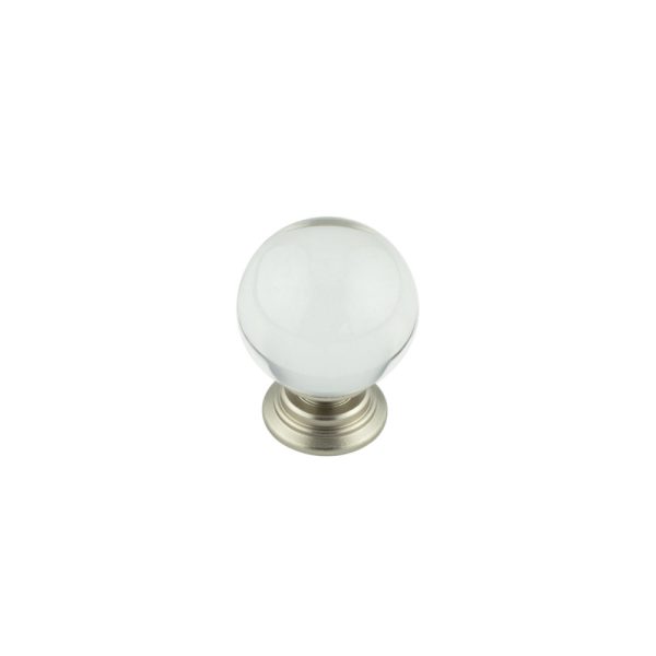 35mm Satin Nickel Clear Glass Cupboard Knob