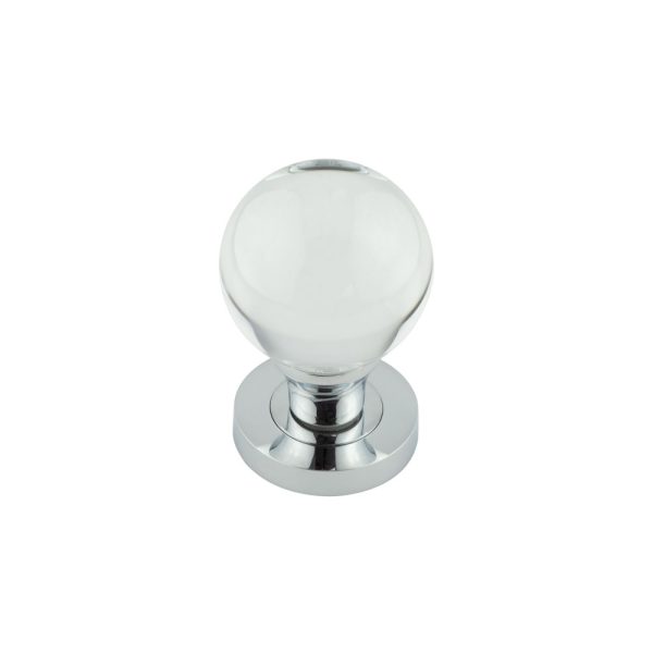 Polished Chrome Plain Ball Glass Mortice Knob