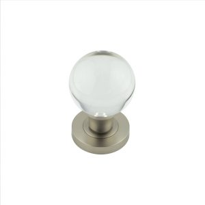 Satiin Nickel Plain Glass Ball Mortice Knob