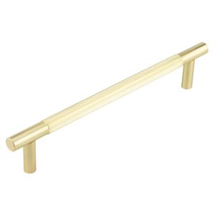 Venice Linear Knurled 300x19mm Satin Brass Pull Handle Face Fix