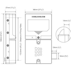 CODELOCKS Electronic Kitlock KL1100 Keypad Front Plate and Latch Metallic Silver