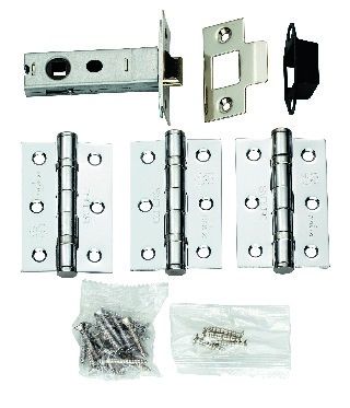 CARLISLE BRASS - LPG1330SSS LATCH PACK - C/W 76MM BOLT THROUGH LATCH PAIR & HALF GRADE 13 HINGES