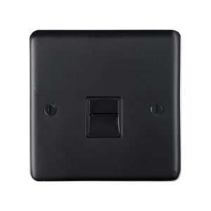 Eurolite Mb1Slb 1 Gang Slave Telephone Socket Round Edge Matt Black Plate Black Interior