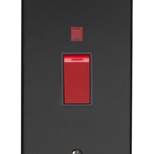 Eurolite Mb45Aswnb 45Amp Dp Cooker Switch With Neon Double Round Edge Matt Black Plate Red Rocker Black Trim