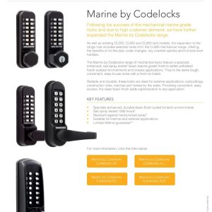 CODELOCKS 600 Mechanical Digital Locks Marine 600 series Front & Back Plate only Marine Grade Black