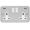 Eurolite Mc2Usbw 2 Gang 13Amp Switched Socket With Combined 3.1 Amp Usb Outlets Metal Clad