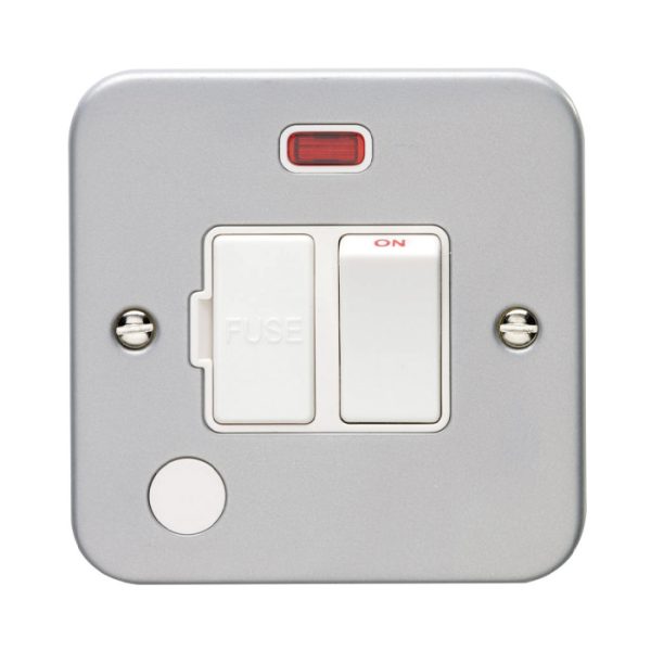 Eurolite Mcswfnfow 13Amp Switched Fuse Connection Unit Flex Outlet With Neon Metal Clad