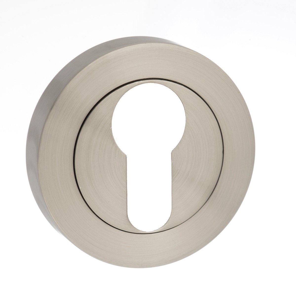 Millhouse Brass Euro Escutcheon on Round Rose - Satin Nickel MHRESN