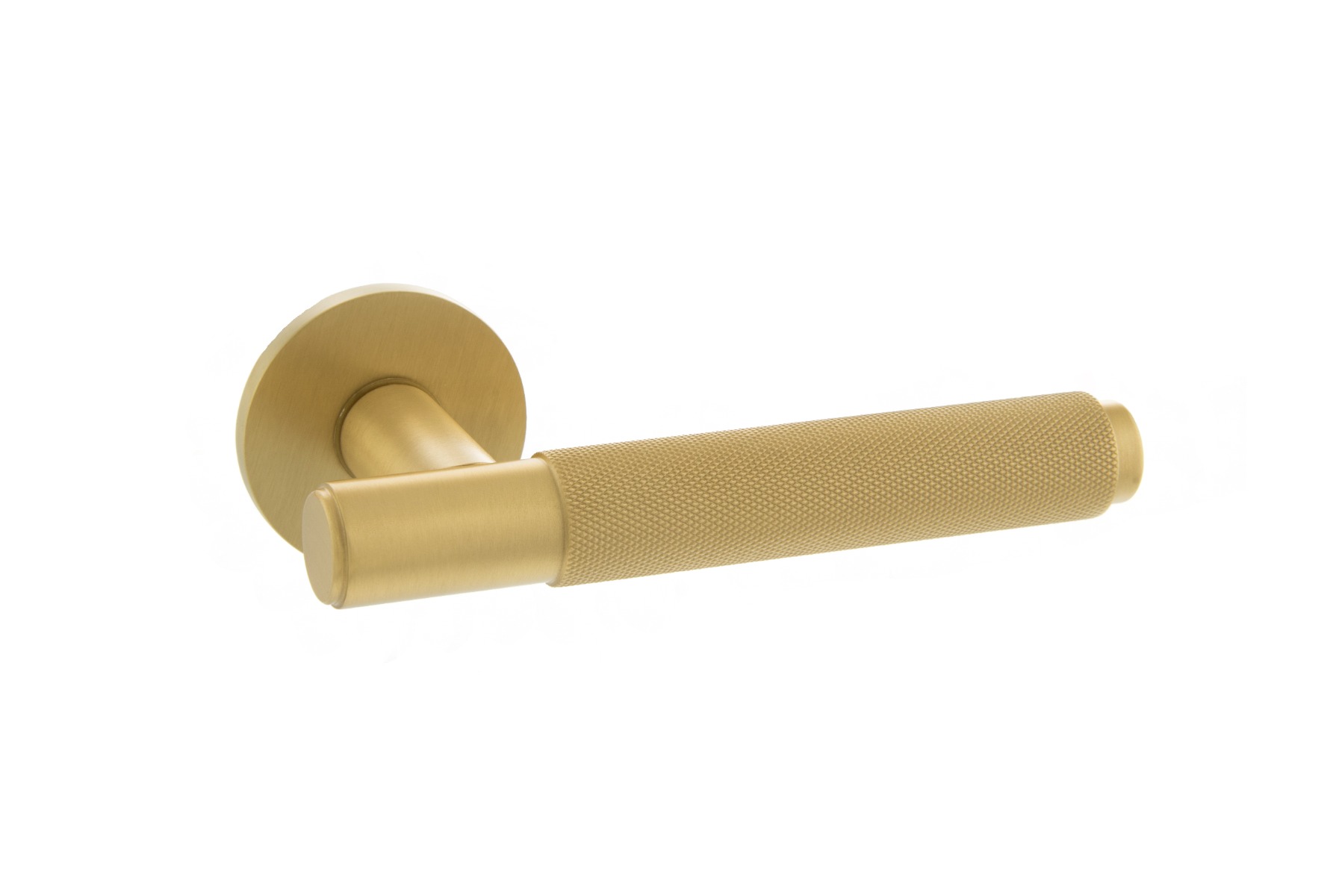 Millhouse Brass Crompton Designer Lever on 5mm Slimline Round Rose - Satin Brass MHSR100SB