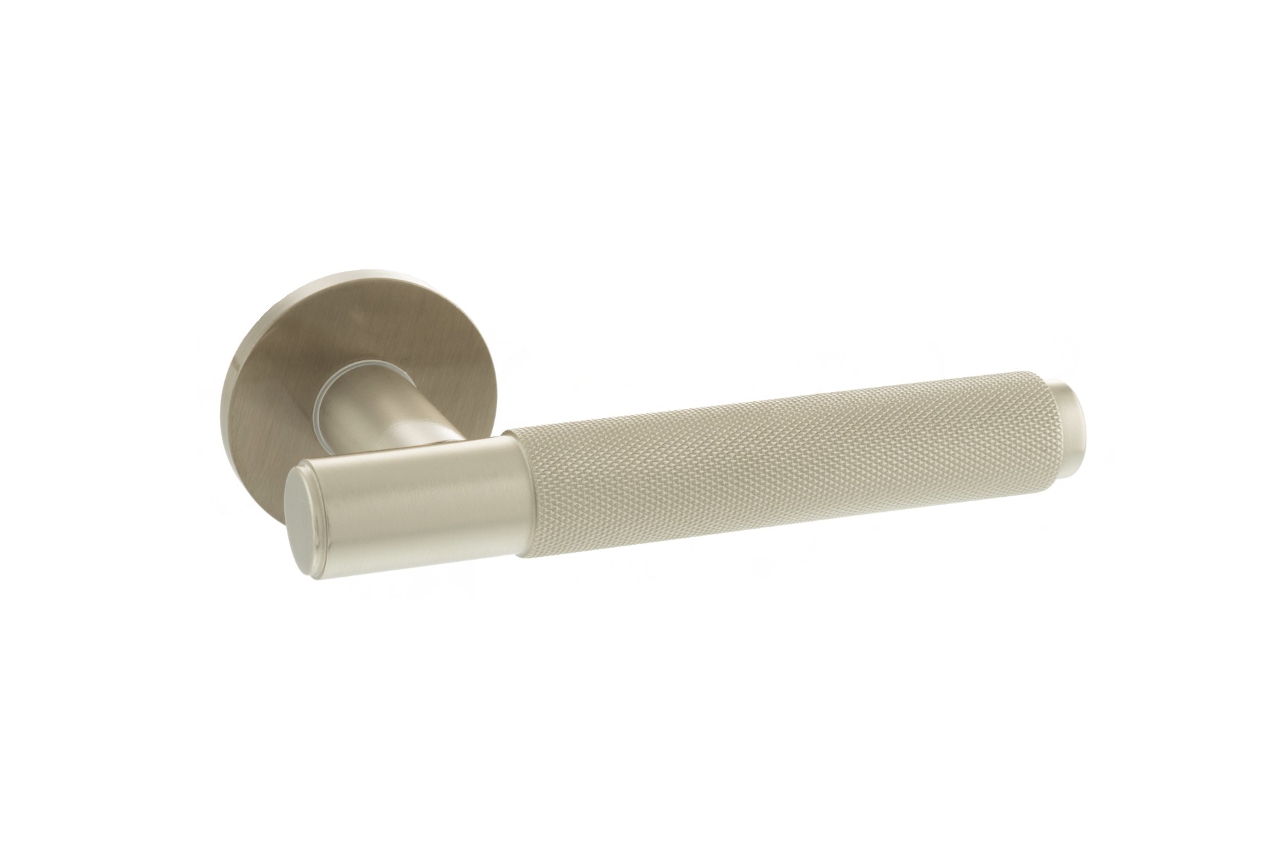 Millhouse Brass Crompton Designer Lever on 5mm Slimline Round Rose - Satin Nickel MHSR100SN