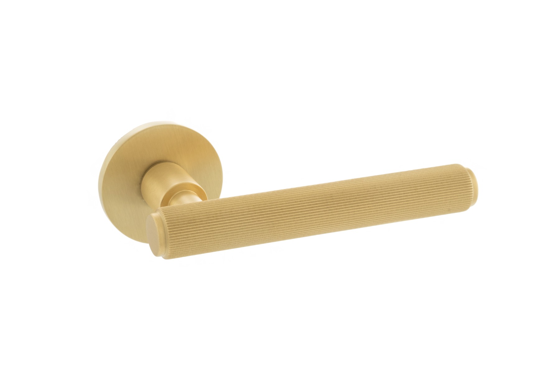 Millhouse Brass Stephenson Designer Lever on 5mm Slimline Round Rose - Satin Brass MHSR250SB