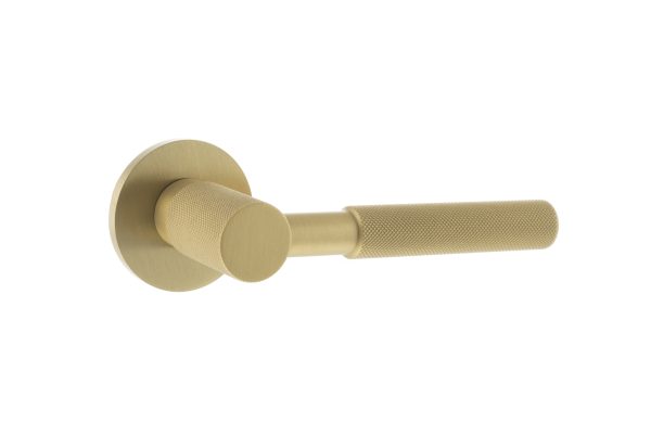 Millhouse Brass Mason Designer Lever on 5mm Slimline Round Rose - Satin Brass MHSR500SB