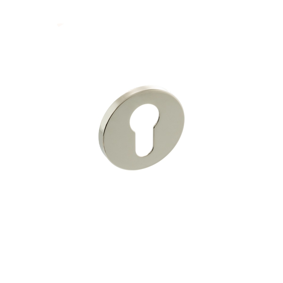 Millhouse Brass Euro Escutcheon on 5mm Slimline Round Rose - Polished Nickel MHSREPN