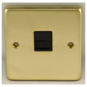 Eurolite Pb1Mb 1 Gang Master Telephone Socket Round Edge Polished Brass Plate Black Interior