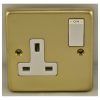 Eurolite Pb1Sopbw 1 Gang 13Amp Dp Switched Socket Round Edge Polished Brass Plate Matching Rocker White Trim