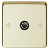 Eurolite Pb1Tvb 1 Gang Tv Coaxial Socket Round Edge Polished Brass Plate Black Interior