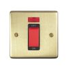 Eurolite Pb45Aswnsb 45Amp Dp Cooker Switch With Neon Single Round Edge Polished Brass Plate Red Rocker Black Trim